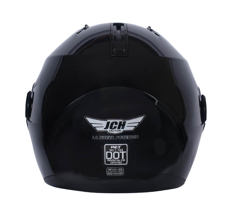 Vista trasera de CASCO ABATIBLE JCH MOTOS / DOBLE VISOR / NEGRO MATE